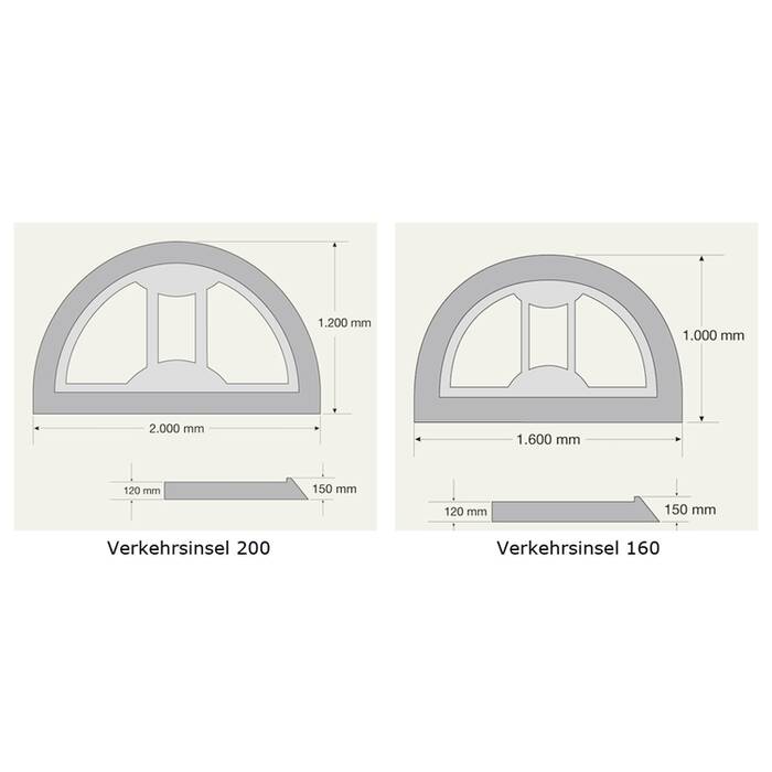Verkehrsinsel Komplett-Set, mit Warnsäule und Verkehrszeichen, Breite 1600 oder 2000 mm