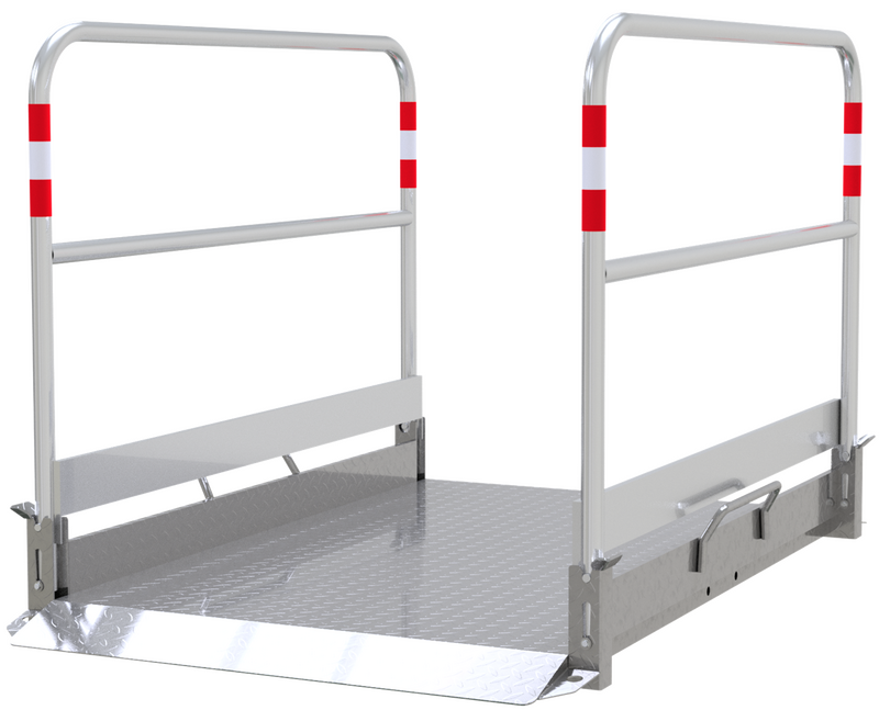 Grabenbrücke aus Aluminium, Tragfähigkeit 200 kg/m², Seitengeländer umlegbar, verschiedene Längen