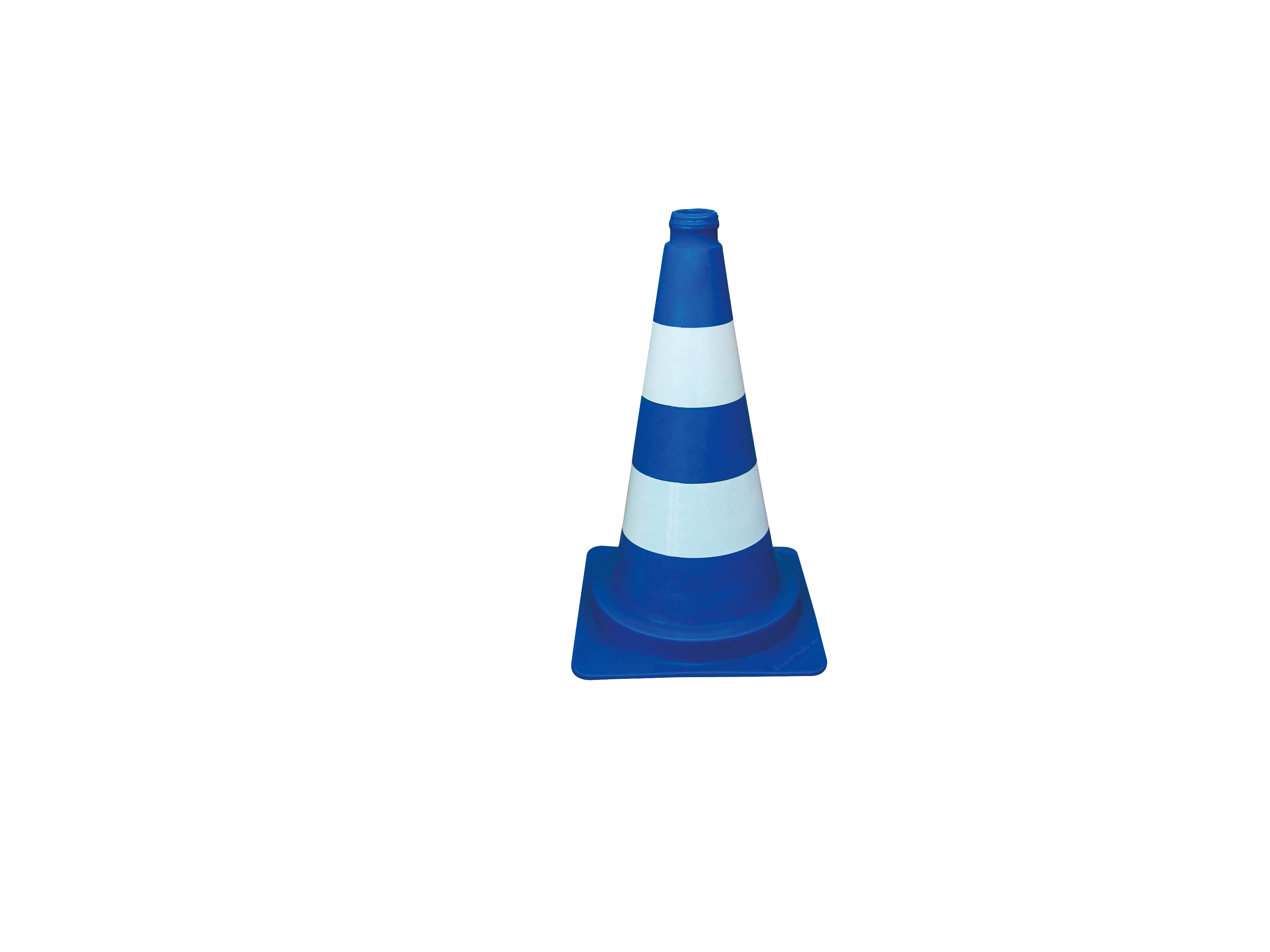 Leitkegel blau , weiße Streifen