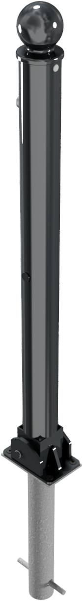 Stilpfosten DMR.76 mm, mit Kugelkopf, umlegbar