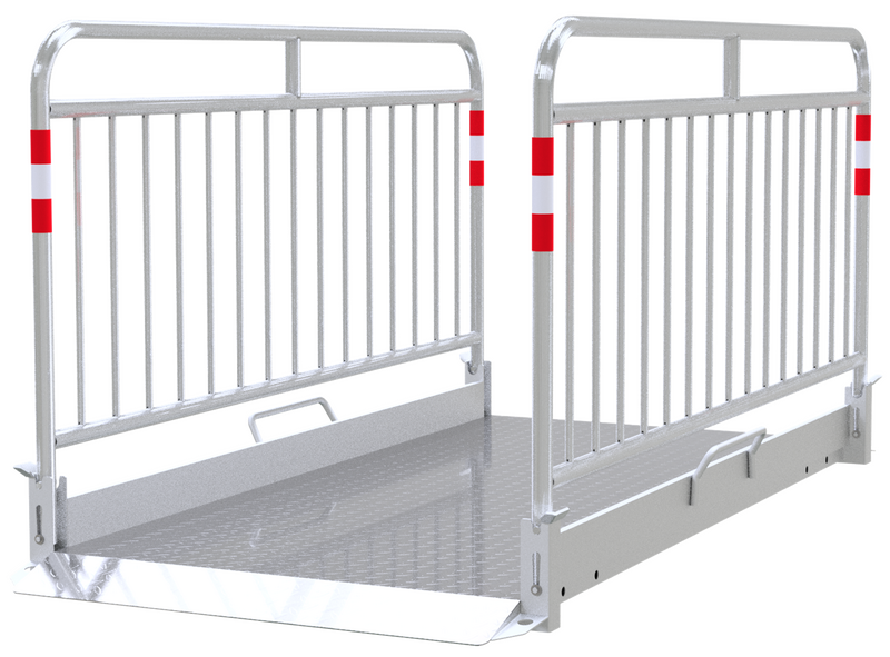 Grabenbrücke aus Aluminium, Tragfähigkeit 200 kg/m², mit Sicherheitsgeländer, verschiedene Längen